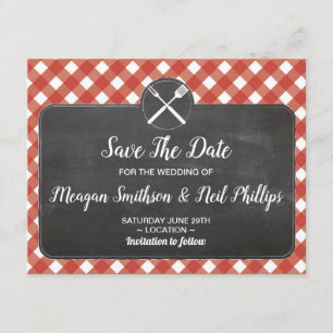 Carte de mariage 'Save The Date' Gingham rouge Cra