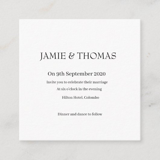 Carte de mariage simple (Devant)