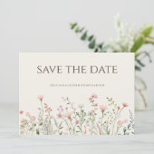 Carte de mariage simple bohème sauvage Fleur Save  (Debout devant)