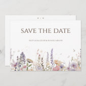Carte de mariage simple Boho sauvage Fleur Save Th (Devant / Derrière)