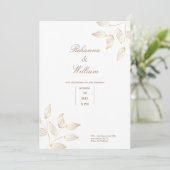 carte de mariage simple élégante fleurs or et blan (Debout devant)