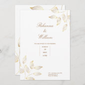 carte de mariage simple et élégante avec fleurs bl (Devant / Derrière)