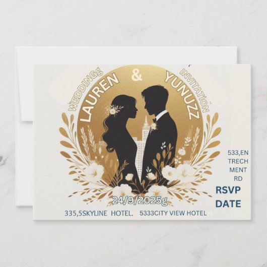 carte de mariage simple et unique (Devant)