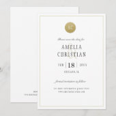 Carte de mariage "Simple Monogramme Or" pour annon (Devant / Derrière)