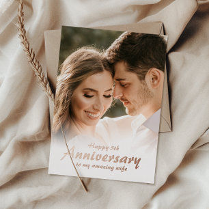 Carte de mariage simple photo en feuille métalliqu