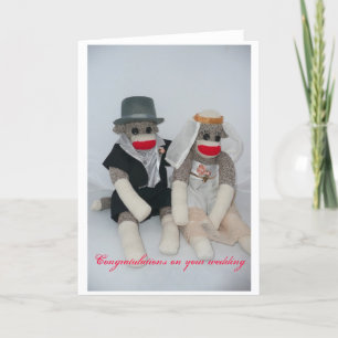 Carte de mariage singe chaussette