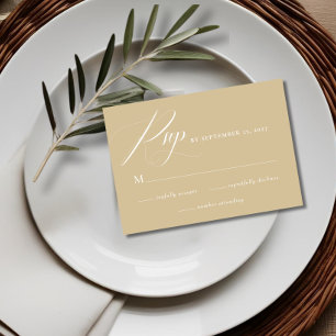 Carte de Mariage Tan RSVP minimaliste moderne