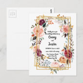 Carte de mariage tendance à cadre floral (Devant / Derrière)