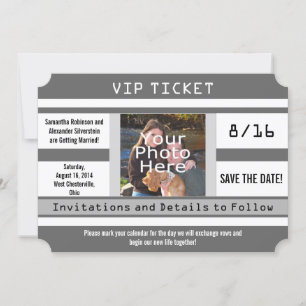 Carte de mariage 'Ticket Save the Date' avec photo