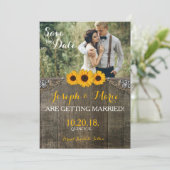 Carte de mariage tournesol Campagne rustique (Debout devant)