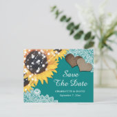 Carte de mariage Tournesol sarcelle Enregistrer la (Debout devant)