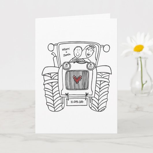 Carte de mariage Tractor Country (Petite plante)