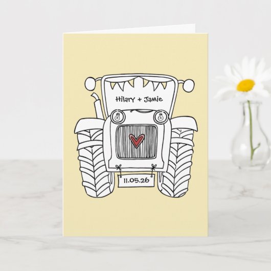 Carte de mariage Tractor Country (Petite plante)