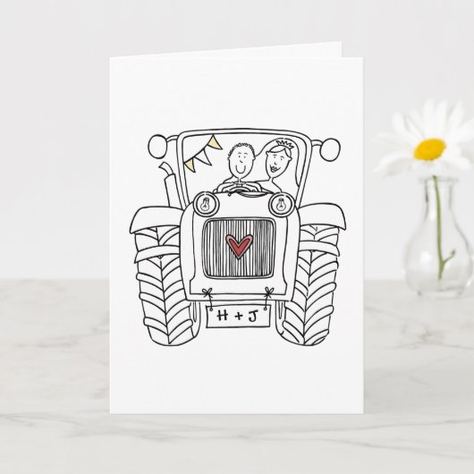 Carte de mariage Tractor Country (Petite plante)