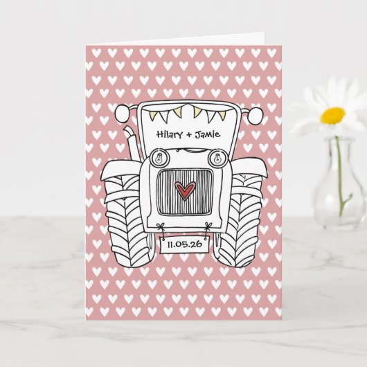 Carte de mariage Tractor Country (Petite plante)
