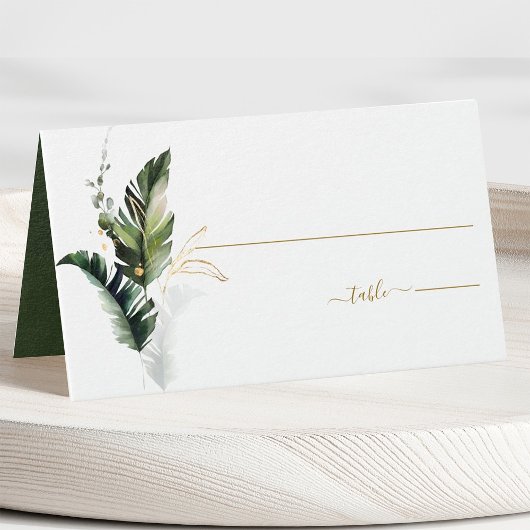 Carte de Mariage Tropical Foliage Green Gold