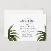 Carte de mariage tropicale de vert de palmier (Devant / Derrière)