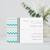 Carte de Mariage Turquoise Chevron Gris RSVP (Debout devant)