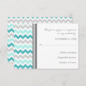 Carte de Mariage Turquoise Chevron Gris RSVP (Devant / Derrière)