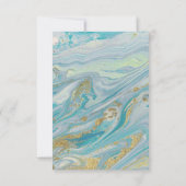 Carte de mariage turquoise et or avec motif marbré (Dos)