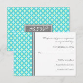 Carte de Mariage Turquoise gris Motif de la Monnai (Devant / Derrière)