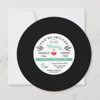 Carte de Mariage Turquoise noir Retro