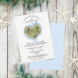 Carte de mariage unique illustrée de destination v