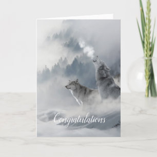 Carte de mariage verticale Loups Âme sœur