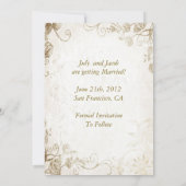 Carte de mariage vintage or antique pour annoncer  (Dos)