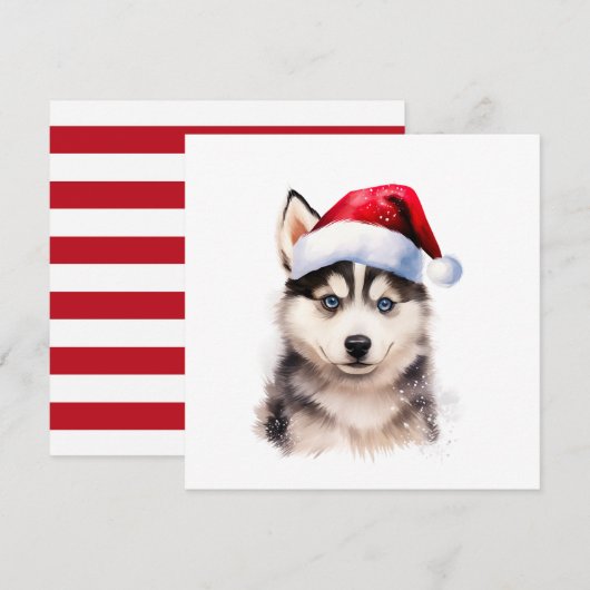 Carte de marionnette Noël Husky (Devant / Derrière)