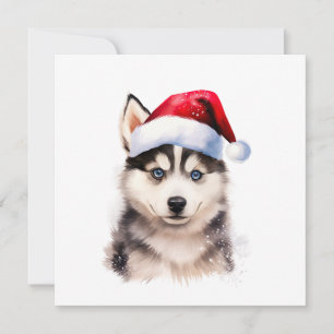 Carte de marionnette Noël Husky
