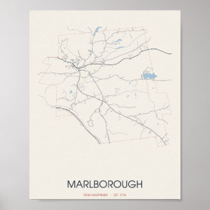 Carte de Marlborough New Hampshire Poster