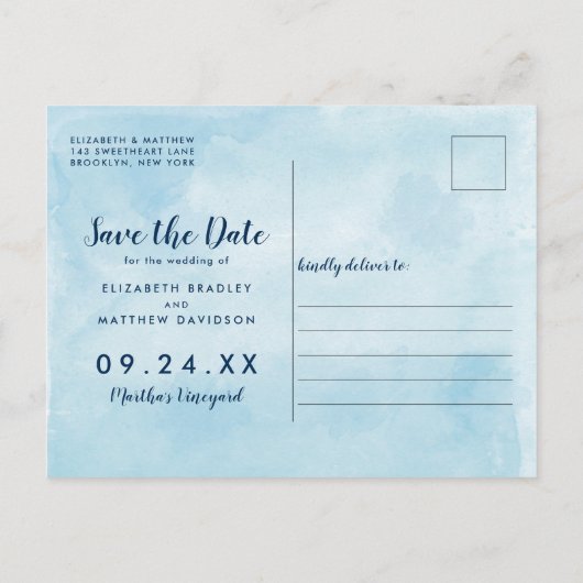 Carte de Martha's Vineyard à l'aquarelle Enregistr (Dos)