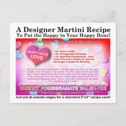 Carte de Martini de la Saint-Valentin à la Cerise (Devant)