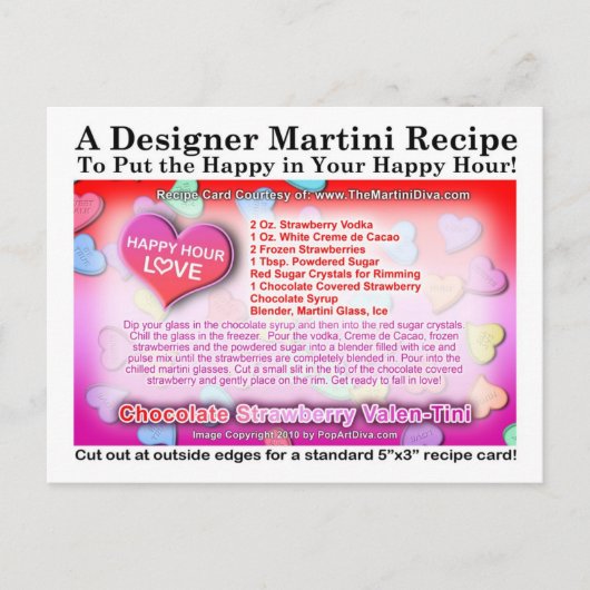 Carte de Martini de la Saint-Valentin aux Fraises (Devant)
