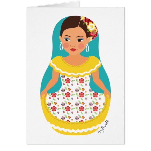 Carte de Matriochka de danseuse vénézuélienne (Devant)