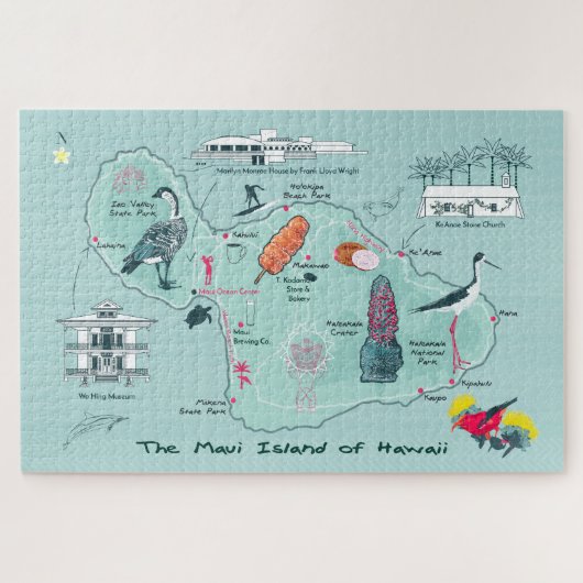 Carte de Maui, Hawaii Jigsaw Puzzle (Horizontal)