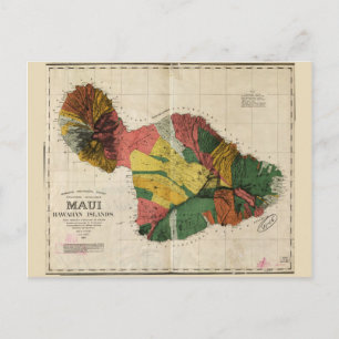 Carte de Maui, Hawaiian Island (1885)