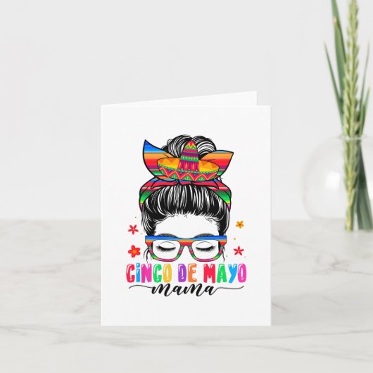 Carte De Mayo Mama Messy Bun Cheveux Mexicaine Maman Mèr (Devant)