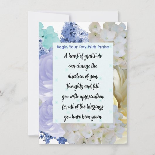 Carte de méditation de verset biblique de gratitud (Devant)