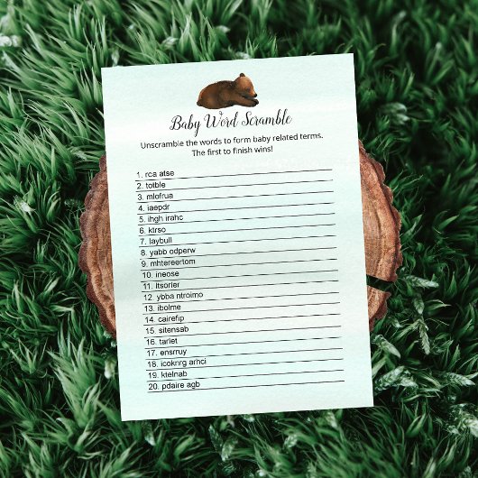 Carte de mélange de mots de bébé ours aventure for