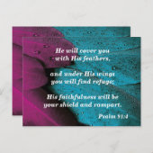 Carte de mémoire de verset biblique Psaume 91:4 Ai (Devant / Derrière)