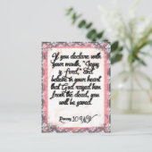 Carte de mémoire pour Romains 10:9 NIV (Debout devant)