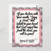 Carte de mémoire pour Romains 10:9 NIV (Devant / Derrière)