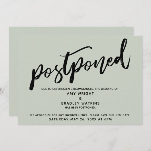 Carte de mémoire reportée Mariage d'écriture moder (Devant / Derrière)