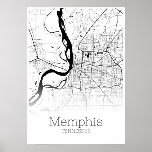 Carte de Memphis - Tennessee - affiche de carte de