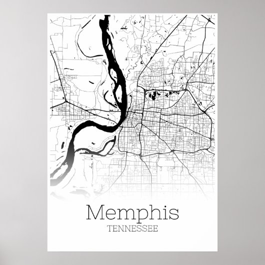 Carte de Memphis - Tennessee - Poster de carte de  (Devant)