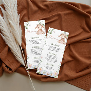 Carte de menu 4x9 pour Baby Shower Some Bunny