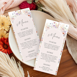 Carte de menu 4x9 pour Baby Shower Wildflower