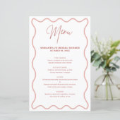 Carte de menu à bordure ondulée rose et blanche av (Debout devant)